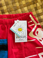 Load image into Gallery viewer, Kids Size 4 "Orange &amp; Blue Flyin' Hawaiian" ʻOpihi Picker Pants
