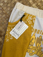 Load image into Gallery viewer, Ladies Size S &quot;Gray &amp; Goldenrod Its All Good&quot; Flutter Pants
