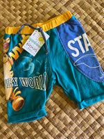 Load image into Gallery viewer, Kids Size 4 "Teal &amp; Blue Disney World" Beach Comber Shorts

