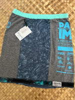 Load image into Gallery viewer, Ladies Size XS &quot;Gray &amp; Blue Floral Paddle Imua&quot; Short Pencil Skirt
