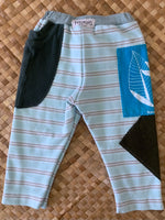Load image into Gallery viewer, Kids Size 2 &quot;Blue Stripes &amp; Bird of Paradise&quot; Star Gazer Pants
