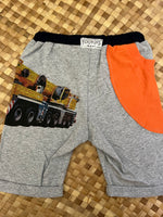 Load image into Gallery viewer, Kids Size 8 &quot;Grey and Black Big Truck&quot; Beach Comber Shorts
