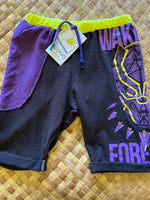 Load image into Gallery viewer, Kids Size 6 &quot;Purple &amp; Black Wakanda Forever&quot; Beach Comber Shorts
