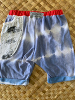 Load image into Gallery viewer, Kids Size 4 &quot;Blue Tie Dye Skulls&quot; Beach Comber Shorts
