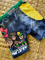 Load image into Gallery viewer, Kids Size 2 "Blue &amp; Yellow Stranger Things" Beach Comber Shorts
