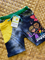 Load image into Gallery viewer, Kids Size 2 "Blue &amp; Yellow Stranger Things" Beach Comber Shorts
