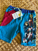 Load image into Gallery viewer, Kids Size 4 "Blue &amp; Red Super Hero" Beach Comber Shorts
