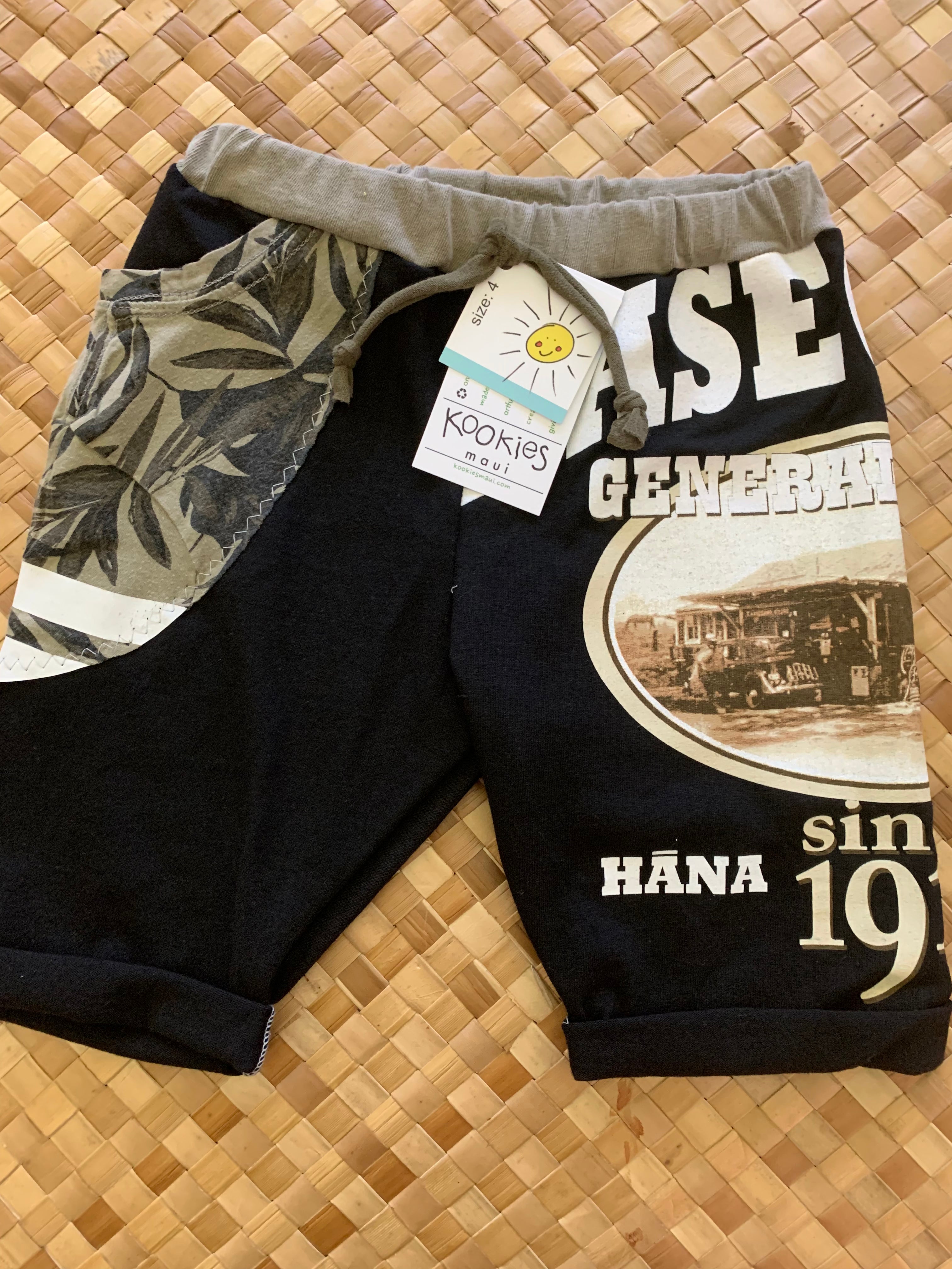 Kids Size 4 "Black Hasegawa General Store" Beach Comber Shorts