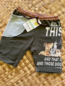 Kids Size 4 "Army Green Dog Pack" Beach Comber Shorts