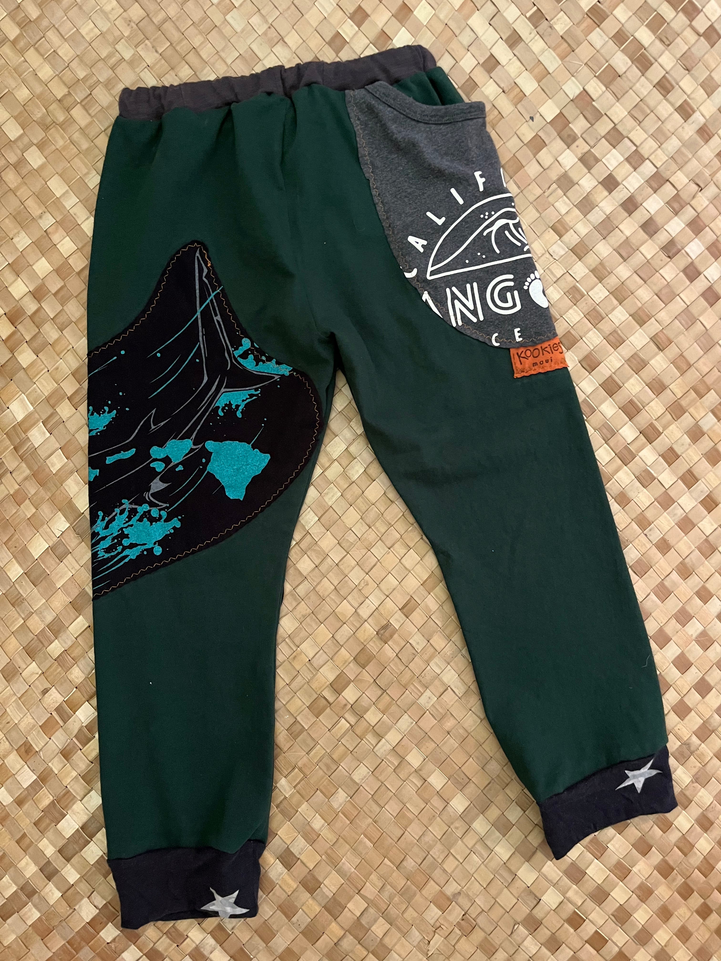 Kids Size 8 "Green & Grey Surfing Shark" Holoholo Pants