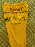 Load image into Gallery viewer, Kids Size 4 &quot;Gold &amp; Red Vintage Lahaina Wrestling&quot; ʻOpihi Picker Pants

