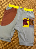 Load image into Gallery viewer, Kids Size 6 &quot;Light Blue Warhol Cows&quot; Beach Comber Shorts
