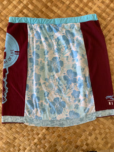 Ladies Size M "Maroon & Blue Floral Key Club" Short Pencil Skirt