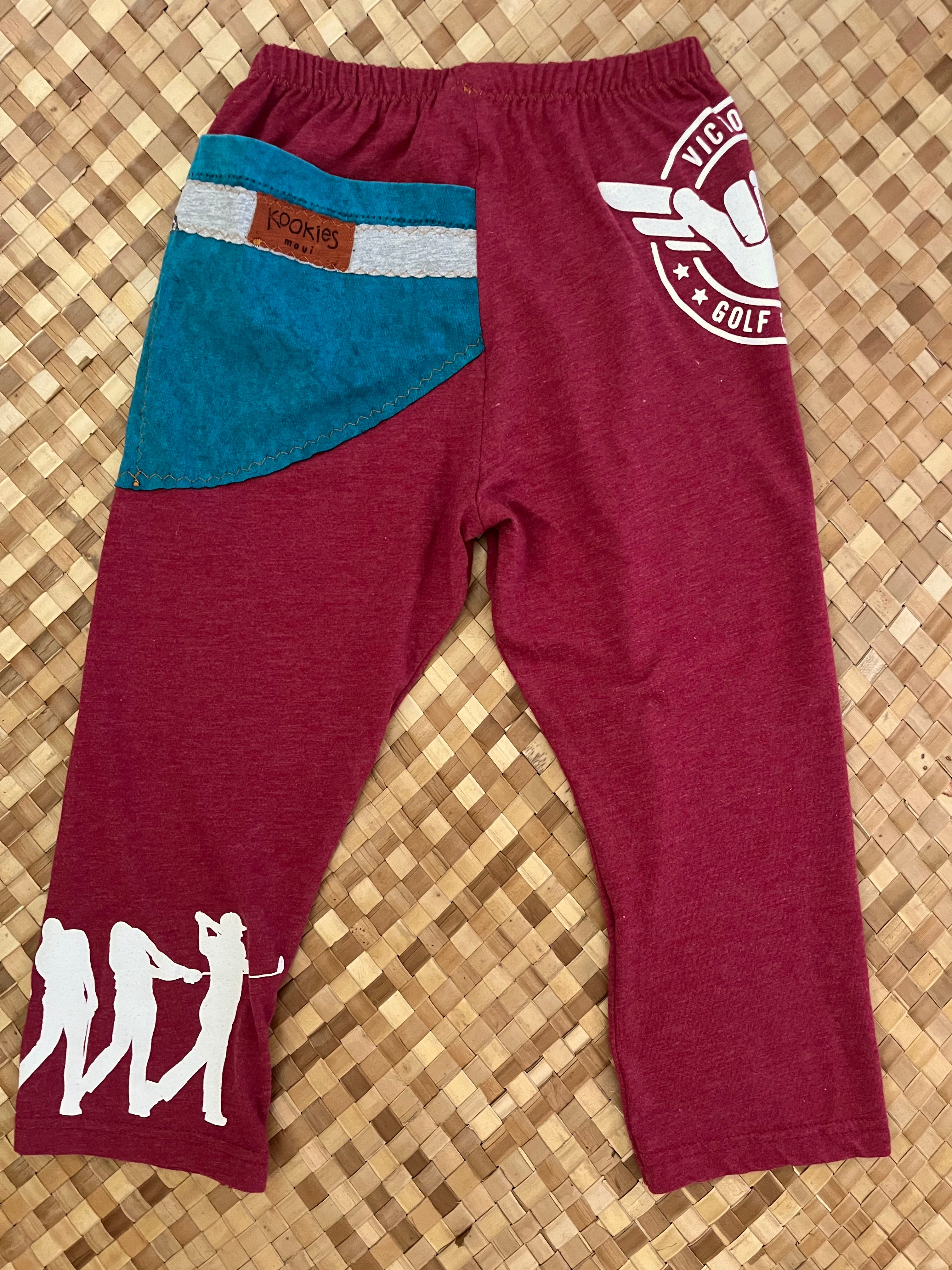 Kids Size 6 "Red & Teal Baseball" ʻOpihi Picker Pants