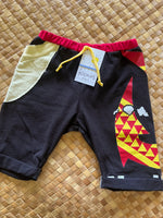 Load image into Gallery viewer, Kids Size 6 &quot;Black &amp; Red Fish Hook and Islands&quot; Beach Comber Shorts
