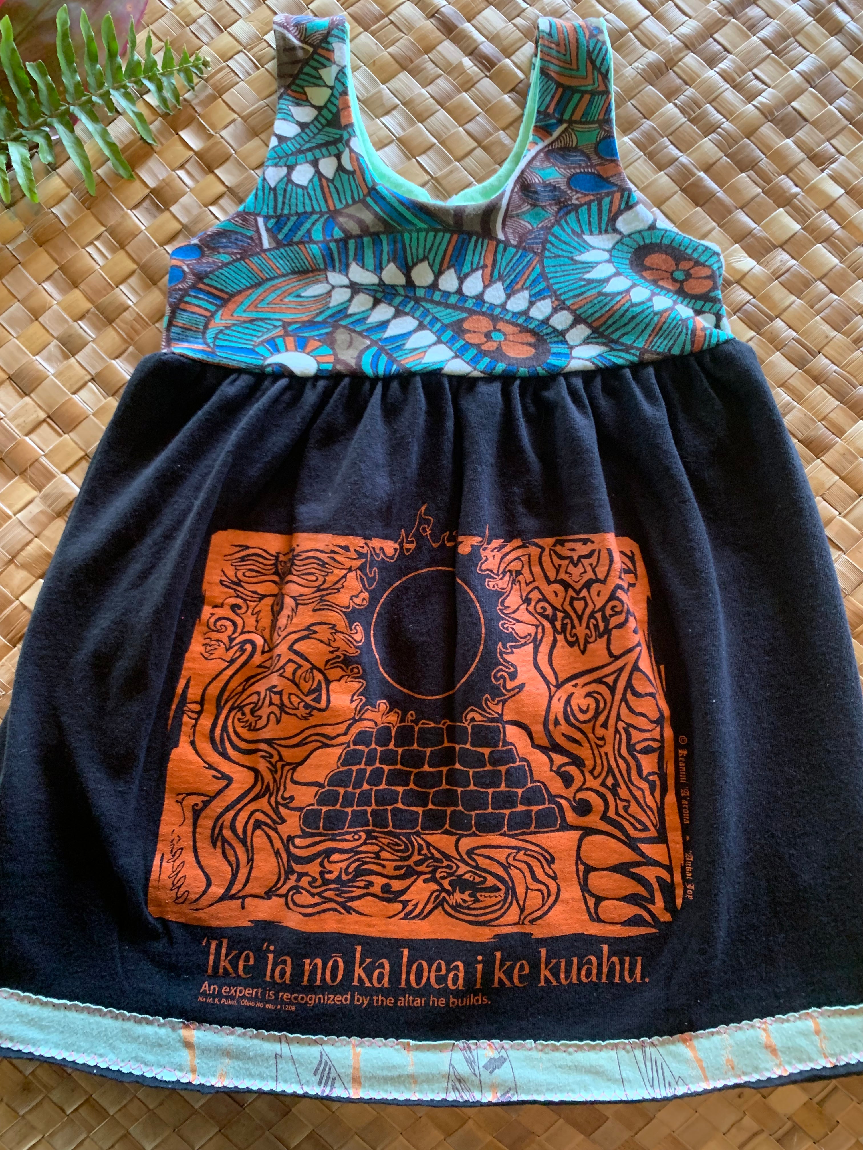 Kids Size 4 "Black & Floral Sun" Kuʻuipo Dress