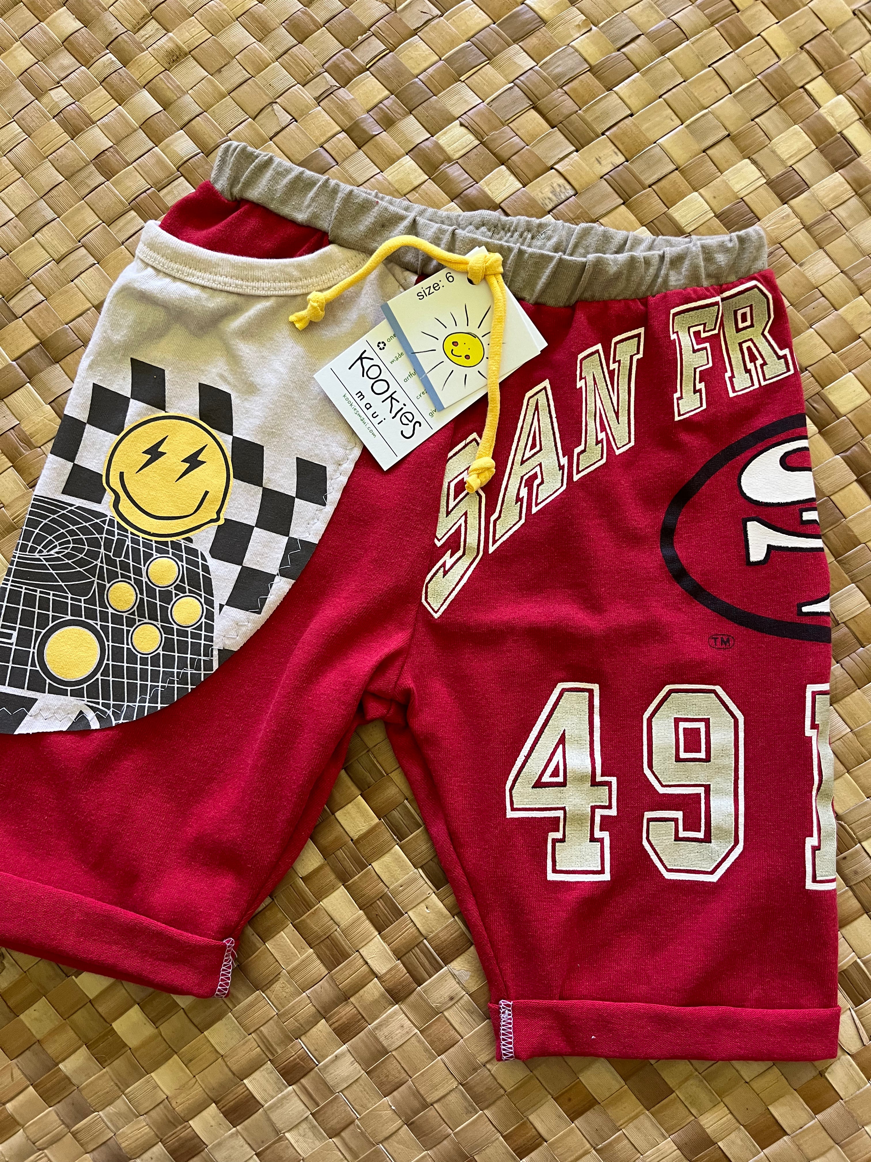 Kids Size 6 "Red & Beige San Francisco 49ers" Beach Comber Shorts
