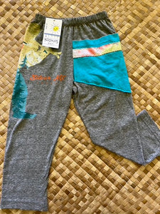 Kids Size 6 "Grey & Teal Big Foot" ʻOpihi Picker Pants