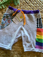 Load image into Gallery viewer, Kids Size 2 &quot;Floral &amp; Rainbow Love&quot; Beach Comber Shorts
