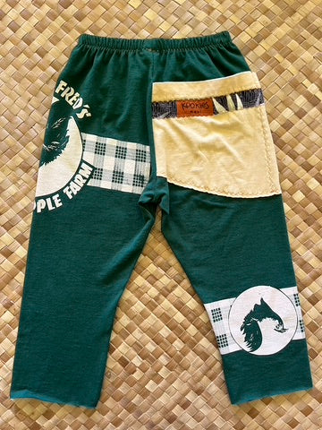 Kids Size 4 "Green Palaka Rooster" ʻOpihi Picker Pants