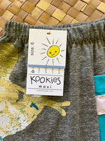 Load image into Gallery viewer, Kids Size 6 &quot;Grey &amp; Teal Big Foot&quot; ʻOpihi Picker Pants
