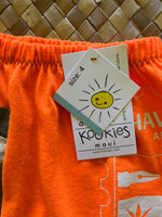 Load image into Gallery viewer, Kids Size 4 &quot;Orange &amp; Grey Made in Maui County&quot; ʻOpihi Picker Pants
