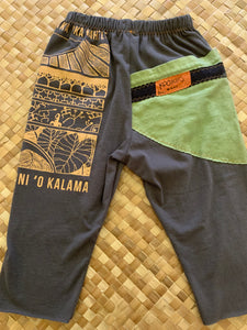 Kids Size 2 "Green & Grey Kalo" ʻOpihi Picker Pants
