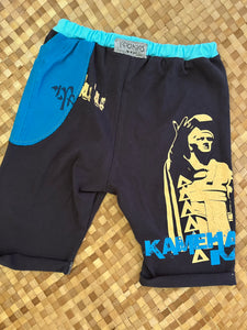 Kids Size 12 "Blue & Teal Kamehameha" Beach Comber Shorts