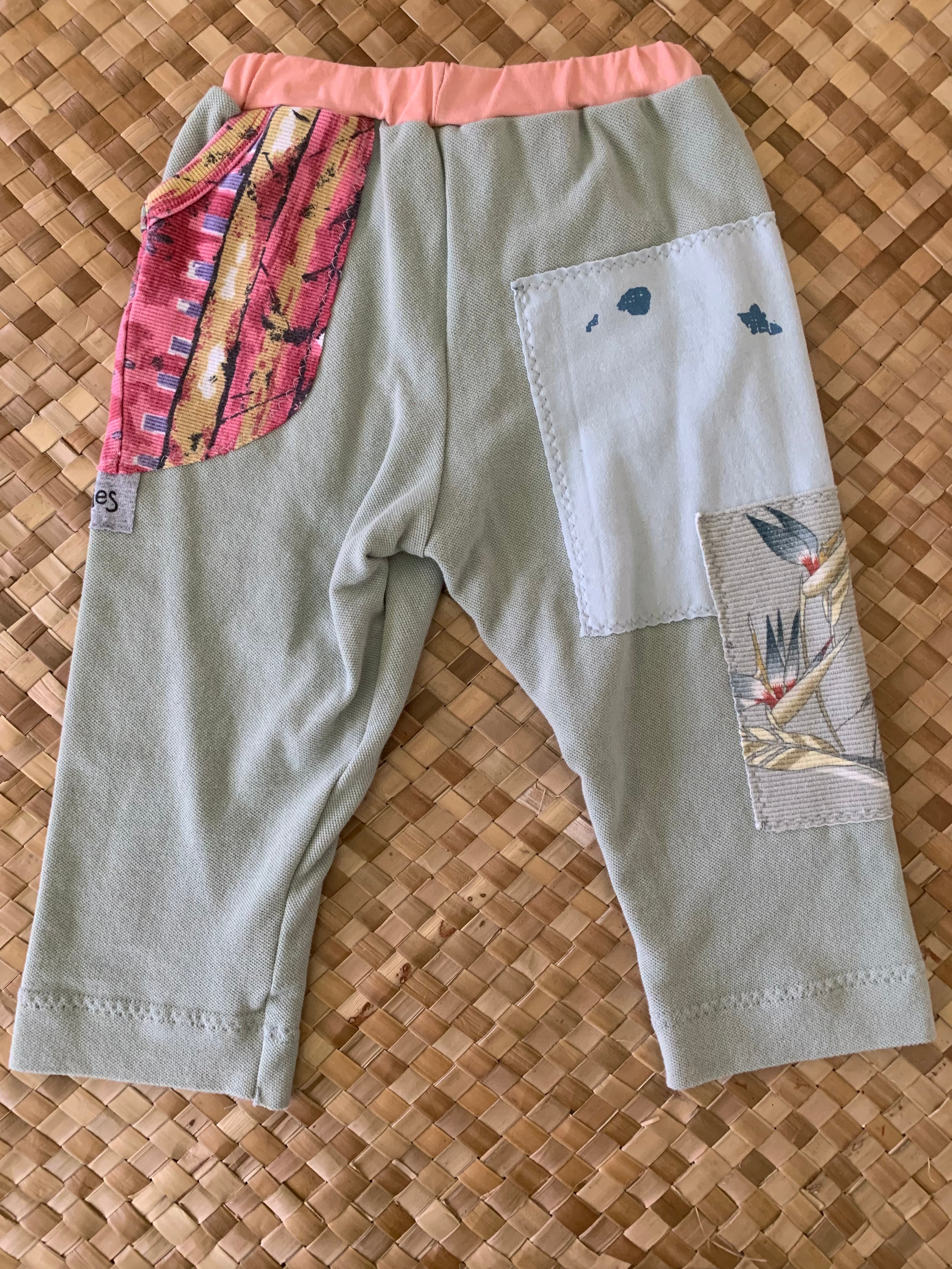 Kids Size 2 "Sage & Peach Hawaiian Islands" Star Gazer Pants