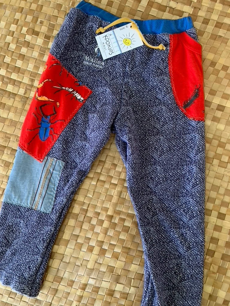 Kids Size 6 "Red & Blue Creepy Bugs" Star Gazer Pants