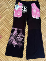 Load image into Gallery viewer, Ladies Size L "Black &amp; Pink Love and Fire" Flutter Pants

