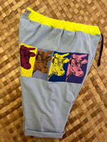 Load image into Gallery viewer, Kids Size 6 &quot;Light Blue Warhol Cows&quot; Beach Comber Shorts
