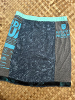 Load image into Gallery viewer, Ladies Size XS &quot;Gray &amp; Blue Floral Paddle Imua&quot; Short Pencil Skirt
