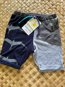 Kids Size 2 "Blue Iwa Birds" Beach Comber Shorts