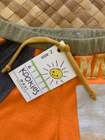 Load image into Gallery viewer, Kids Size 2 &quot;Orange &amp; Grey Baby Yoda&quot; Beach Comber Shorts
