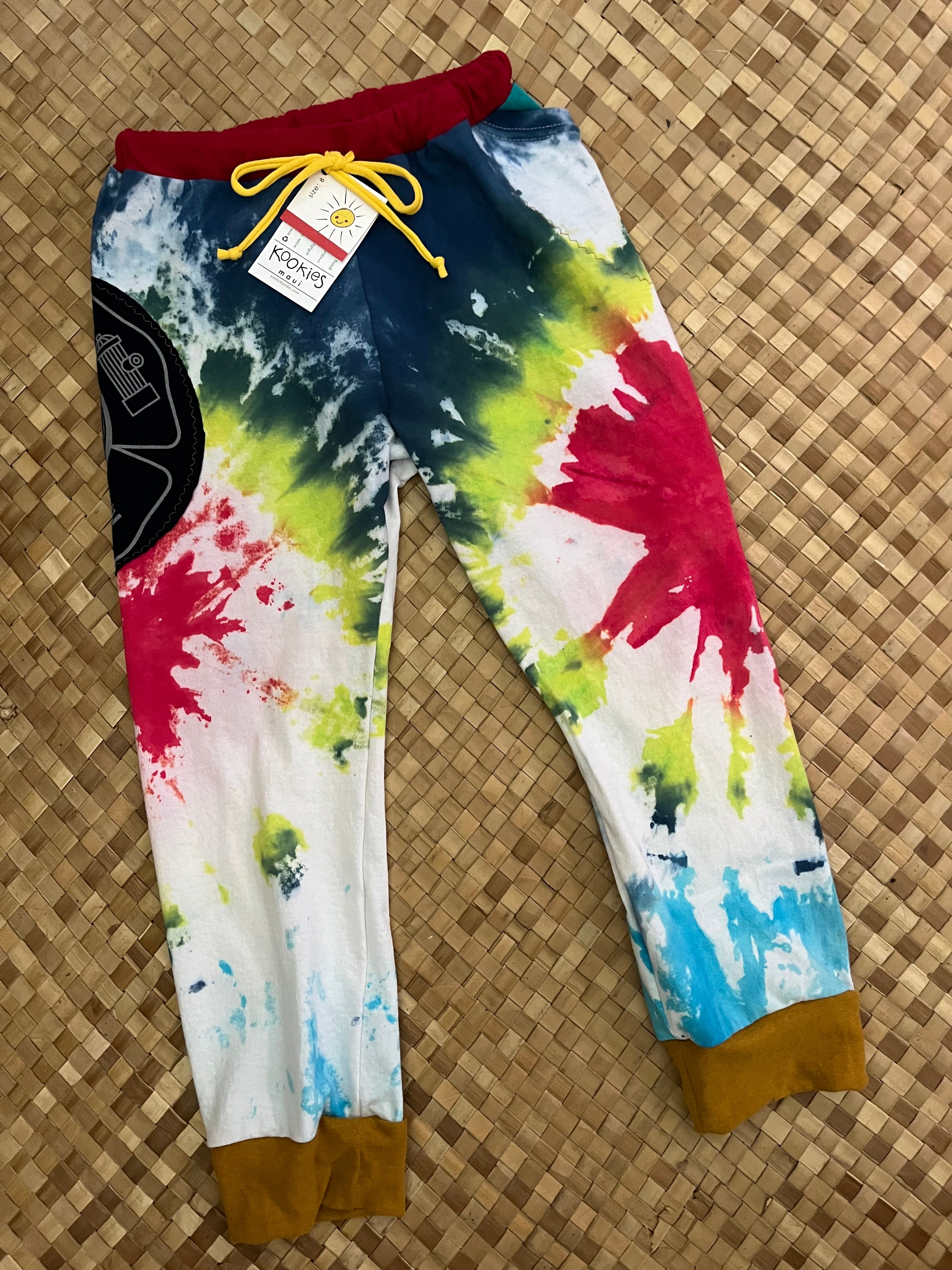 Kids Size 8 "Tie Dye Honolulu Fire Department" Holoholo Pants