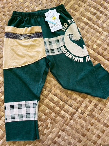 Kids Size 4 "Green Palaka Rooster" ʻOpihi Picker Pants