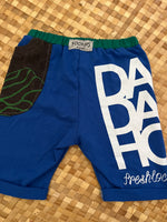 Load image into Gallery viewer, Kids Size 8 &quot;Blue &amp; Green Das Da How&quot; Beach Comber Shorts

