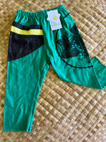 Load image into Gallery viewer, Kids Size 4 "Green &amp; Black Samurai" ʻOpihi Picker Pants
