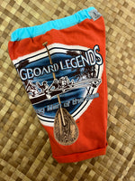 Load image into Gallery viewer, Kids Size 6 &quot;Orange &amp; Blue Paddlers&quot; Beach Comber Shorts
