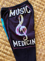 Load image into Gallery viewer, Kids Size 6 "Blue &amp; Black Music Medicine" ʻOpihi Picker Pants

