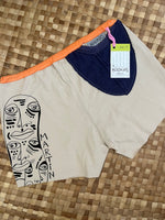 Load image into Gallery viewer, Ladies Size S &quot;Tan &amp; Purple Wavy Faces&quot; Simple Shorty
