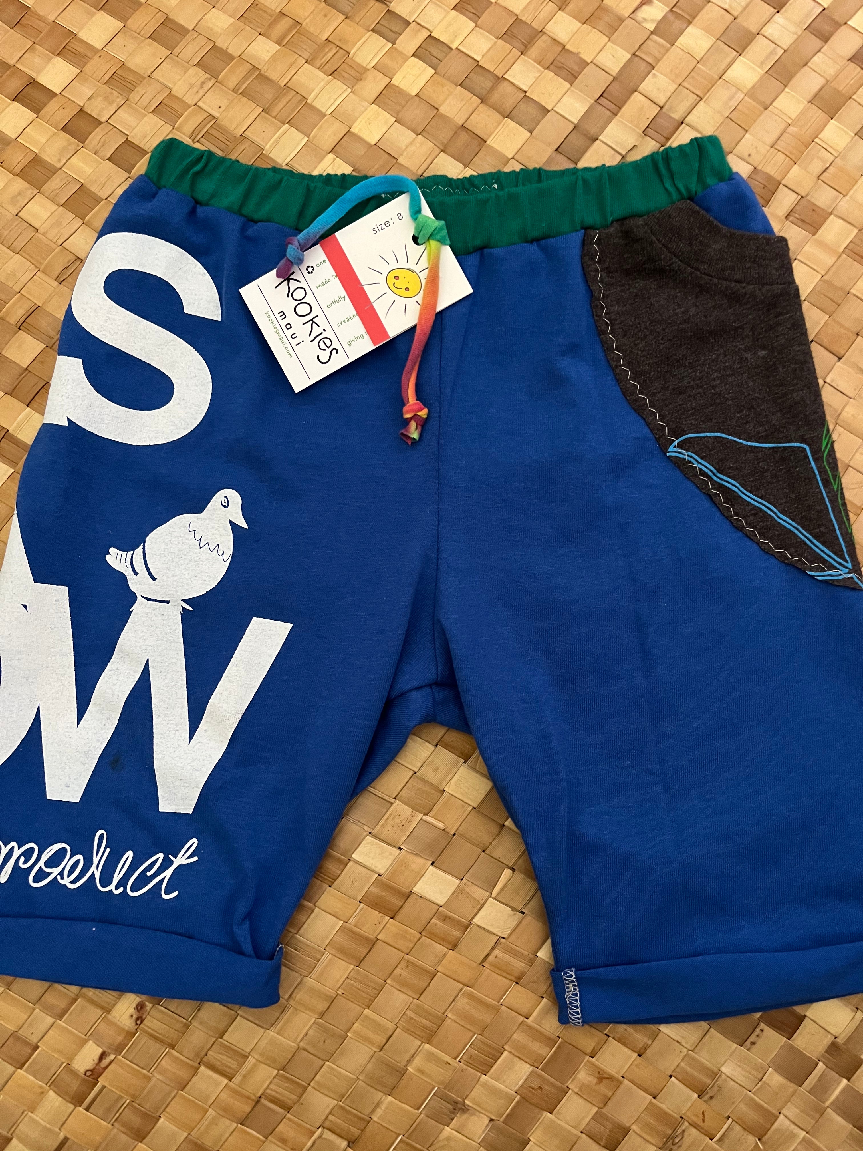 Kids Size 8 "Blue & Green Das Da How" Beach Comber Shorts