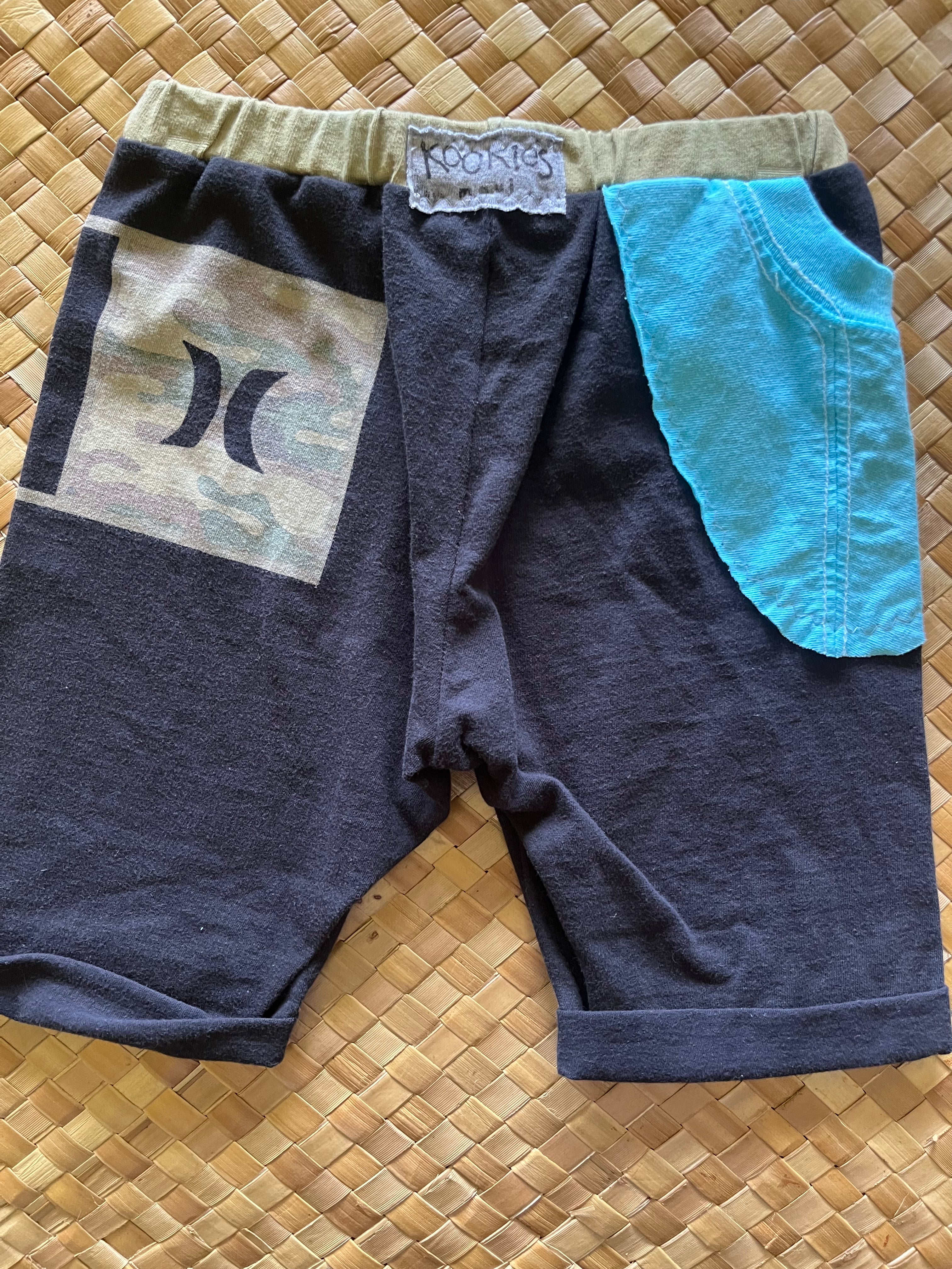 Kids Size 4 "Black & Blue Camo Surf" Beach Comber Shorts