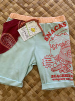 Load image into Gallery viewer, Kids Size 2 &quot;Light Teal &amp; Maroon Surfing Taco&quot; Beach Comber Shorts
