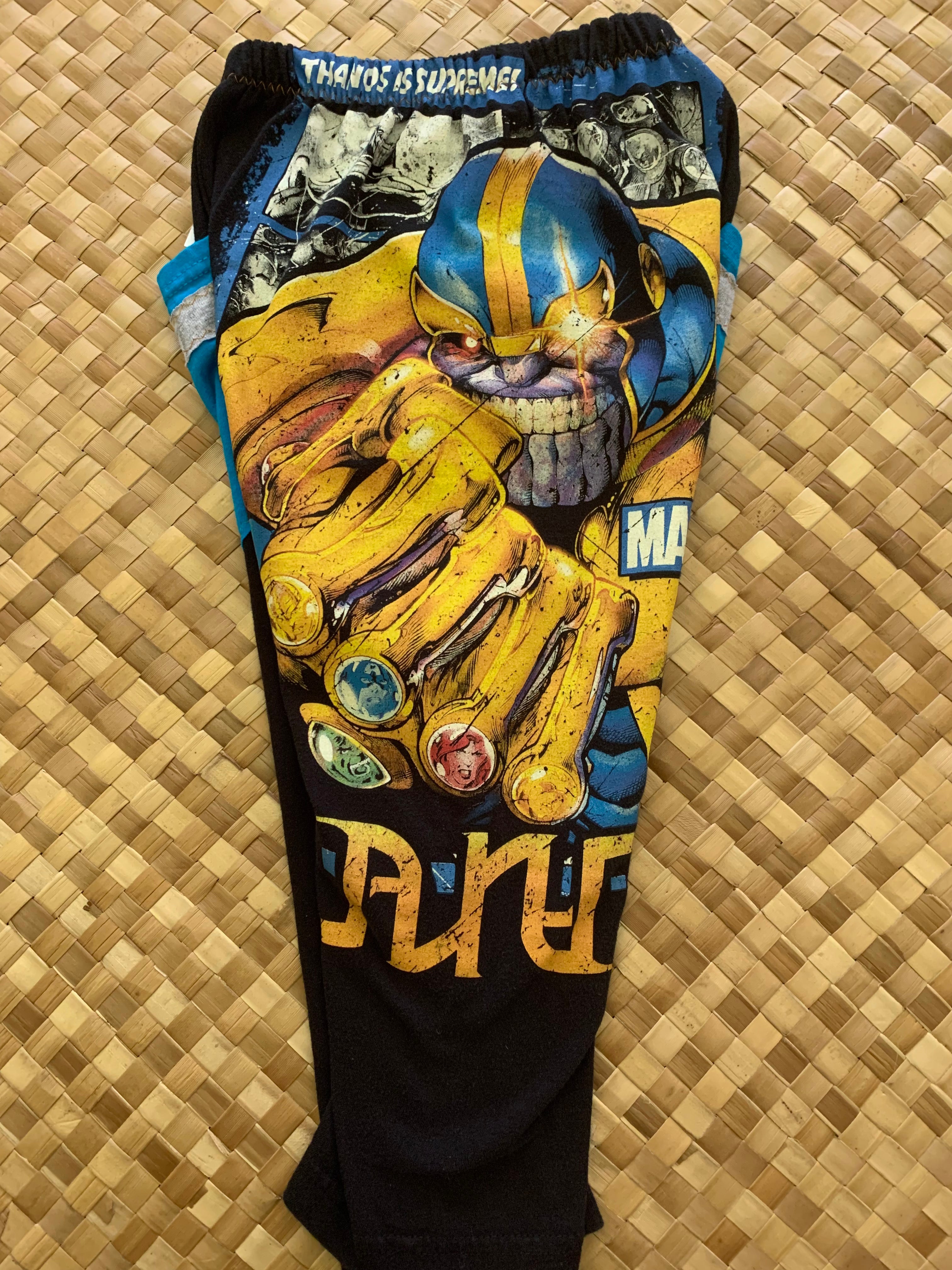 Kids Size 4 "Black & Teal Marvel Thanos" ʻOpihi Picker Pants