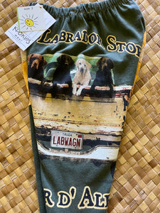 Kids Size 2 "Green & Yellow Labrador" ʻOpihi Picker Pants