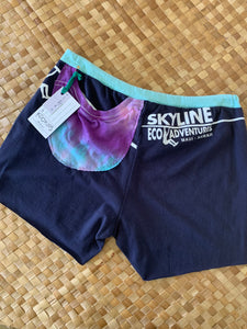 Ladies Size M "Navy & Tie Dye Zipline" Simple Shorty Shorts
