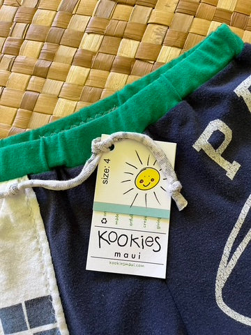 Kids Size 4 "Navy & Green Pearl Jam" Beach Comber Shorts