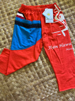 Load image into Gallery viewer, Kids Size 4 "Orange &amp; Blue Flyin' Hawaiian" ʻOpihi Picker Pants

